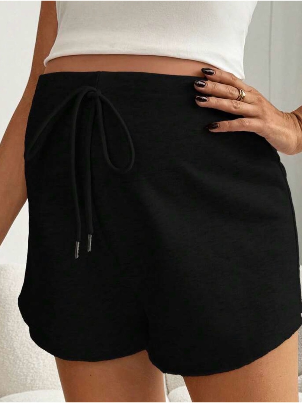 Everyday Black Drawstring Women's Maternity Shorts